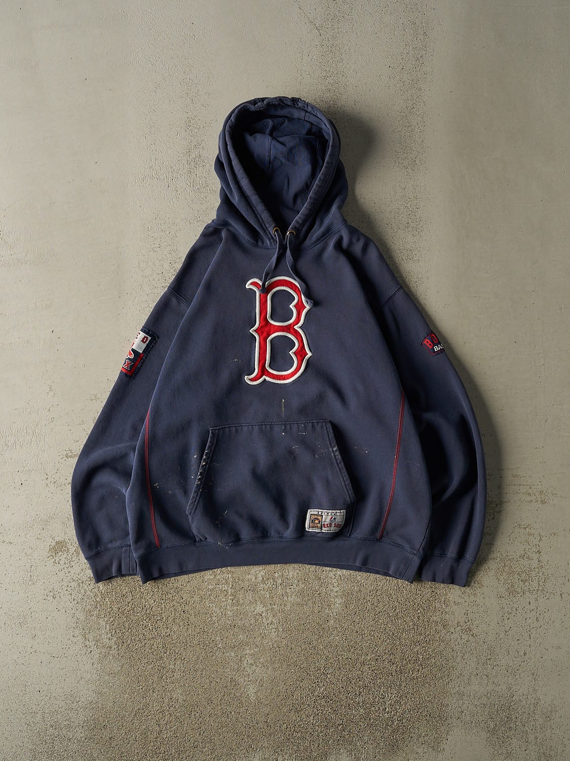 Vintage Y2K Navy Blue Boston Red Sox Embroidered Hoodie (L/XL)