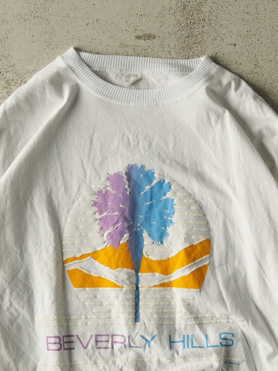 Vintage 80s White Beverly Hills Lightweight Crewneck (M/L)