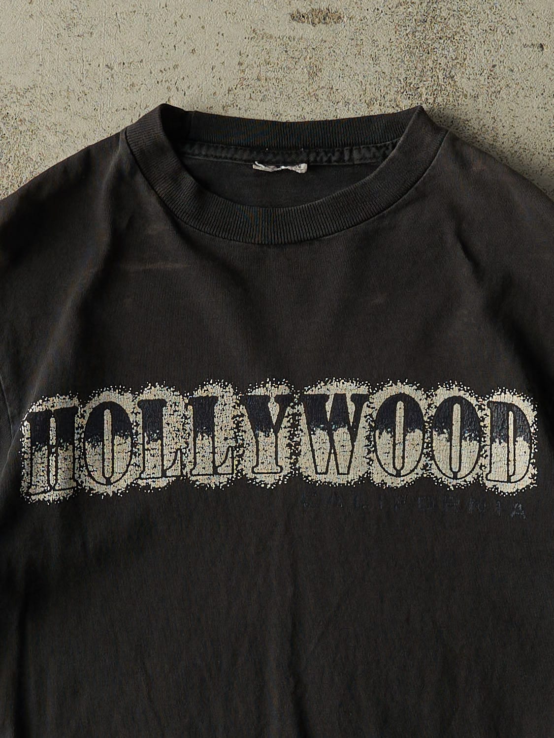Vintage 90s Faded Black Hollywood Baby Tee (XXS/XS)