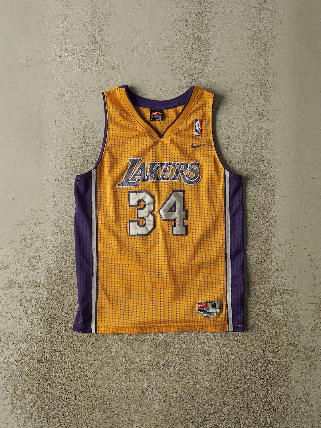 Vintage Y2K Yellow Los Angeles Lakers #34 Shaquille O'Neal Jersey (XS/S)