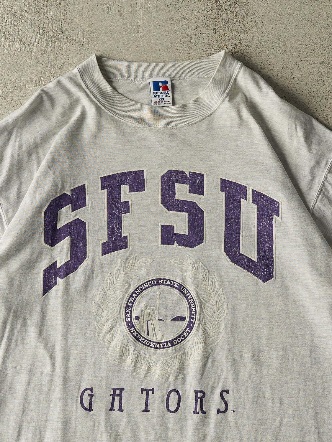 Vintage 90s Heather Grey Russell Athletic San Fransisco State University Tee (XL/XXL)