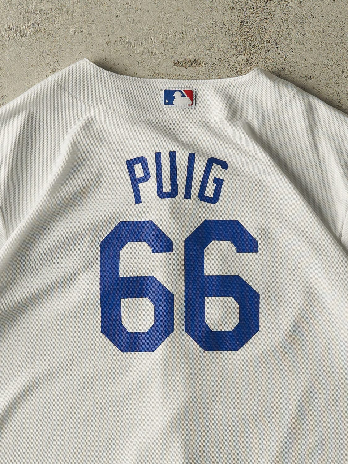Vintage Y2K White LA Dodgers #66 Yasiel Puig Jersey (S/M)