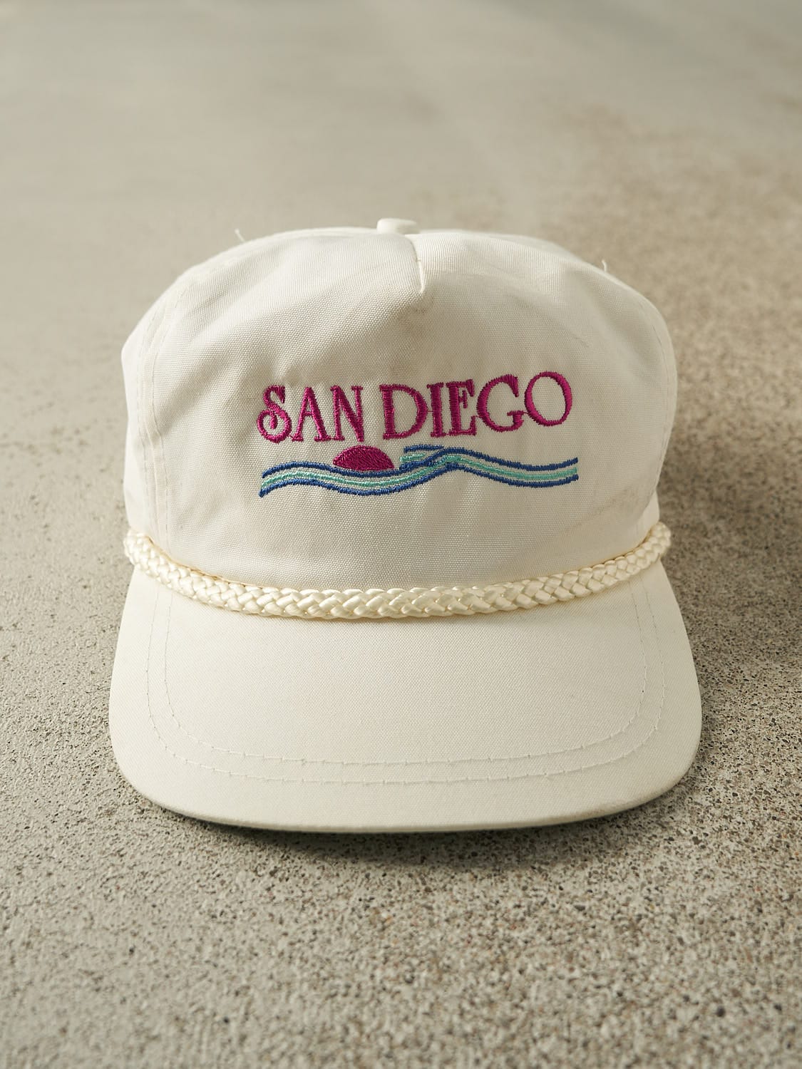 Vintage 80s White San Diego Embroidered Leather Strapback (O/S)