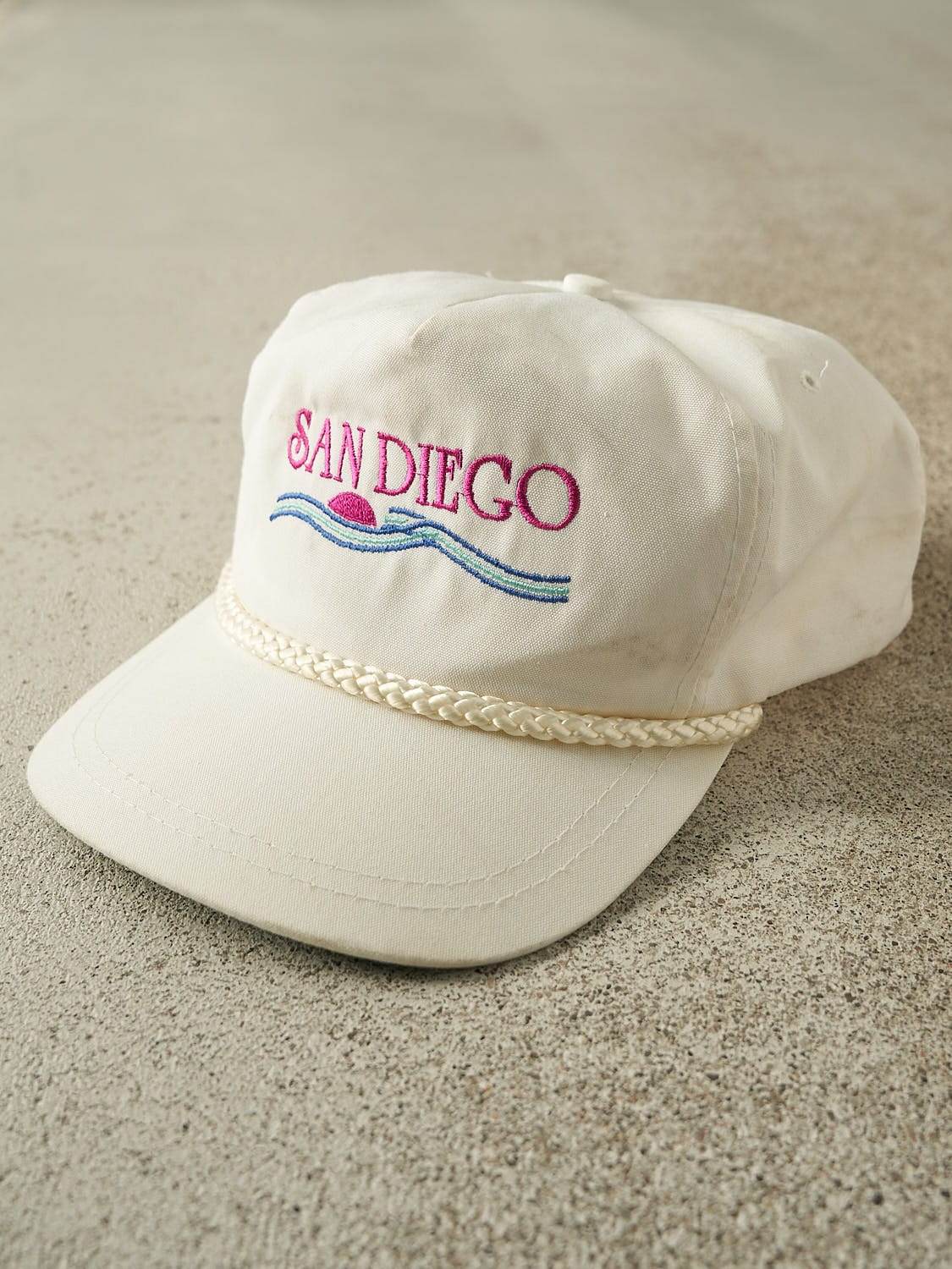 Vintage 80s White San Diego Embroidered Leather Strapback (O/S)