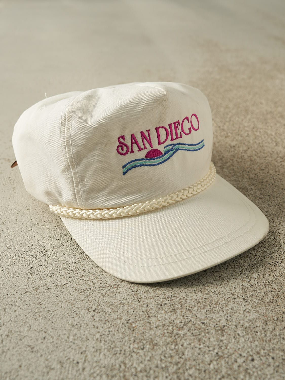Vintage 80s White San Diego Embroidered Leather Strapback (O/S)