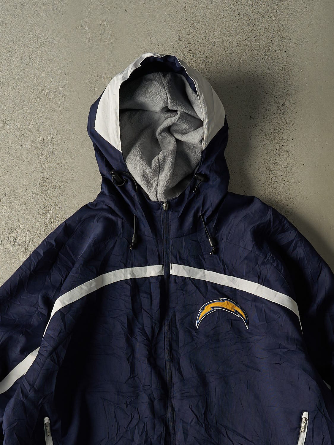 Vintage Y2K Navy Blue San Diego Chargers Reebok Fleece Lined Heavyweight Windbreaker Jacket (XXL)