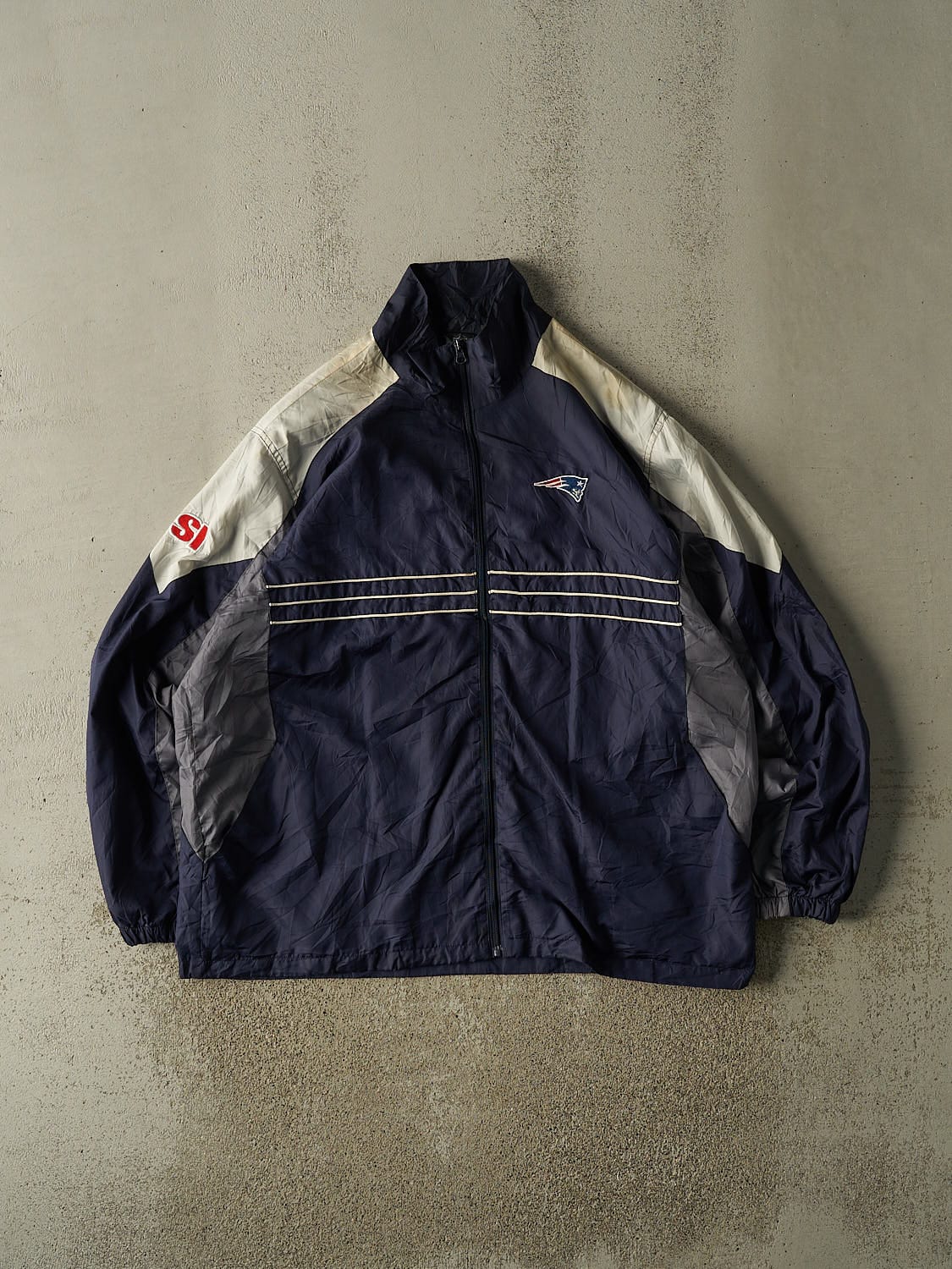 Vintage Y2K Navy Blue New England Patriots Track Jacket (XXL)