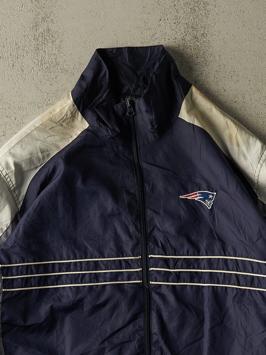 Vintage Y2K Navy Blue New England Patriots Track Jacket (XXL)