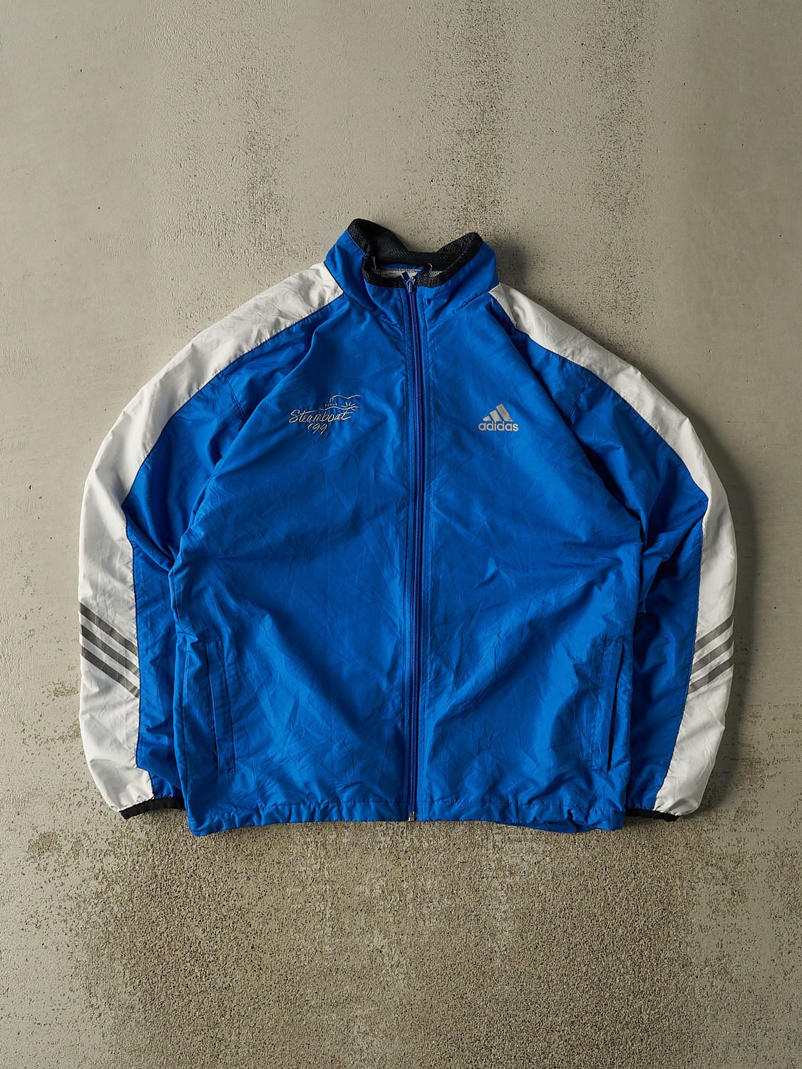 Vintage 99' Blue Adidas Steamboat Windbreaker Jacket (L/XL)