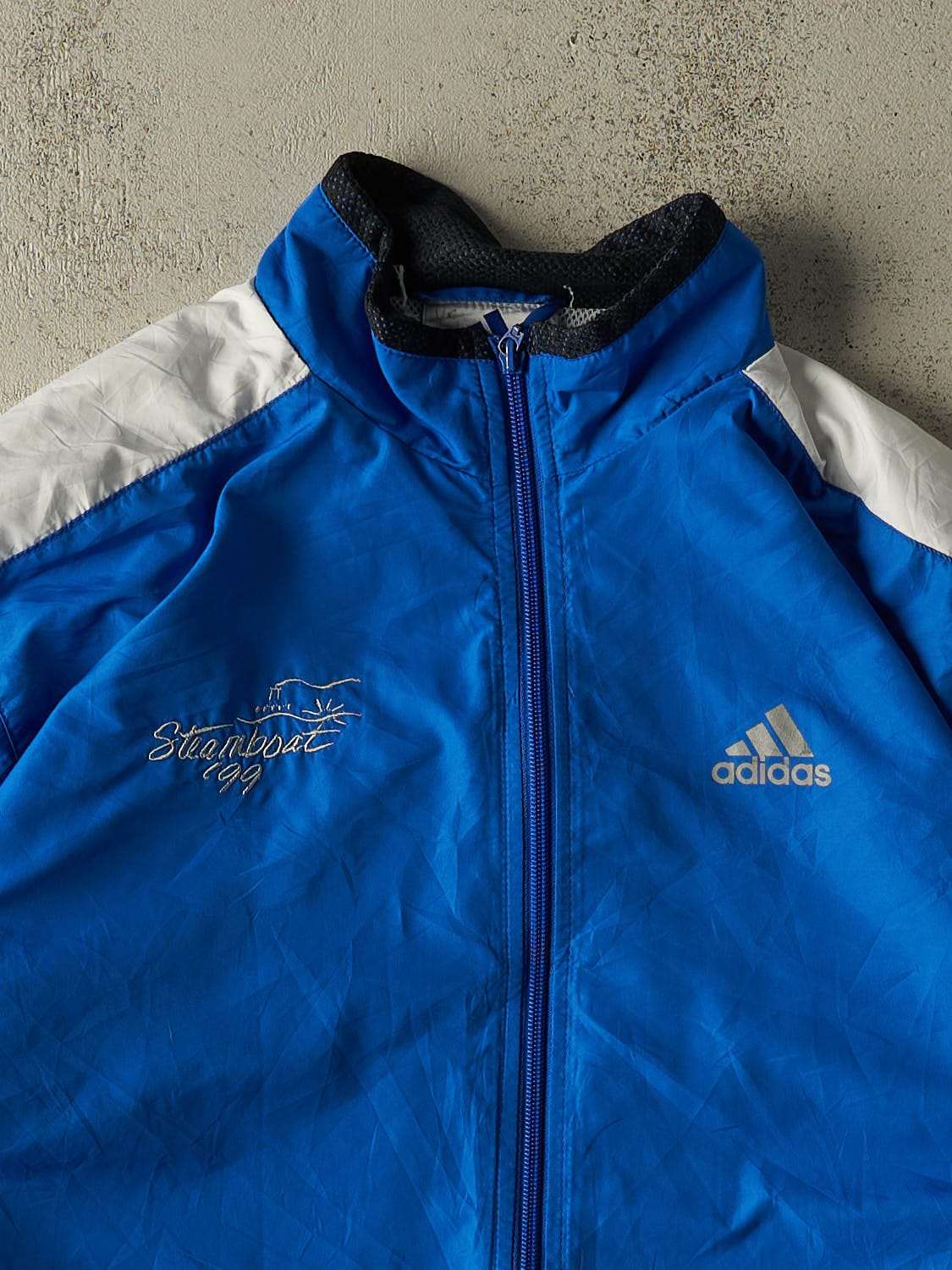 Vintage 99' Blue Adidas Steamboat Windbreaker Jacket (L/XL)