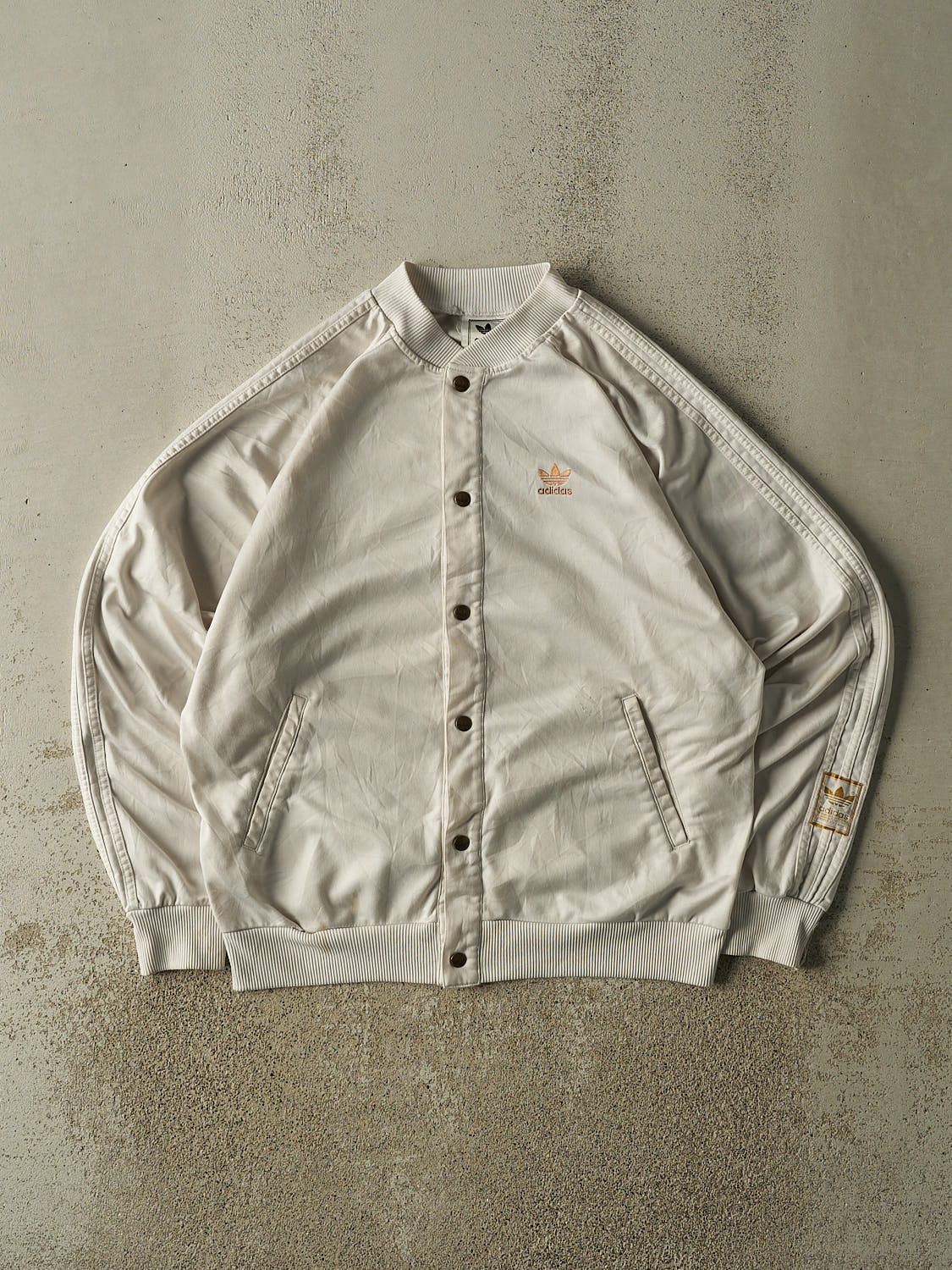 Vintage Y2K White Adidas Track Jacket (L/XL)