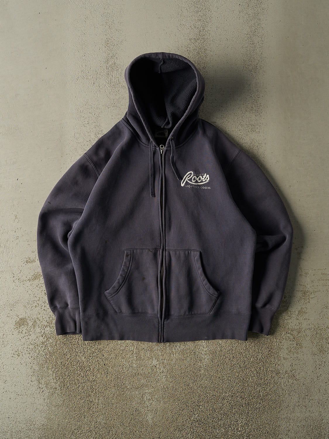 Vintage 90s Slate Blue Roots Zip Up Hoodie (M/L)