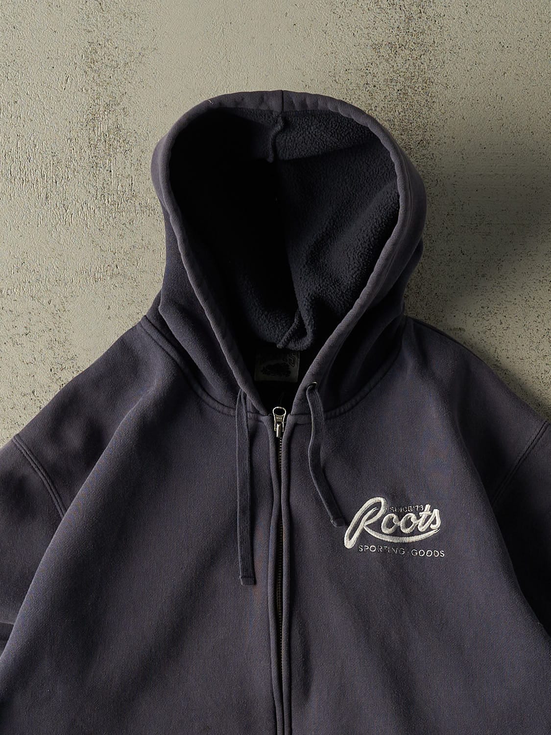 Vintage 90s Slate Blue Roots Zip Up Hoodie (M/L)