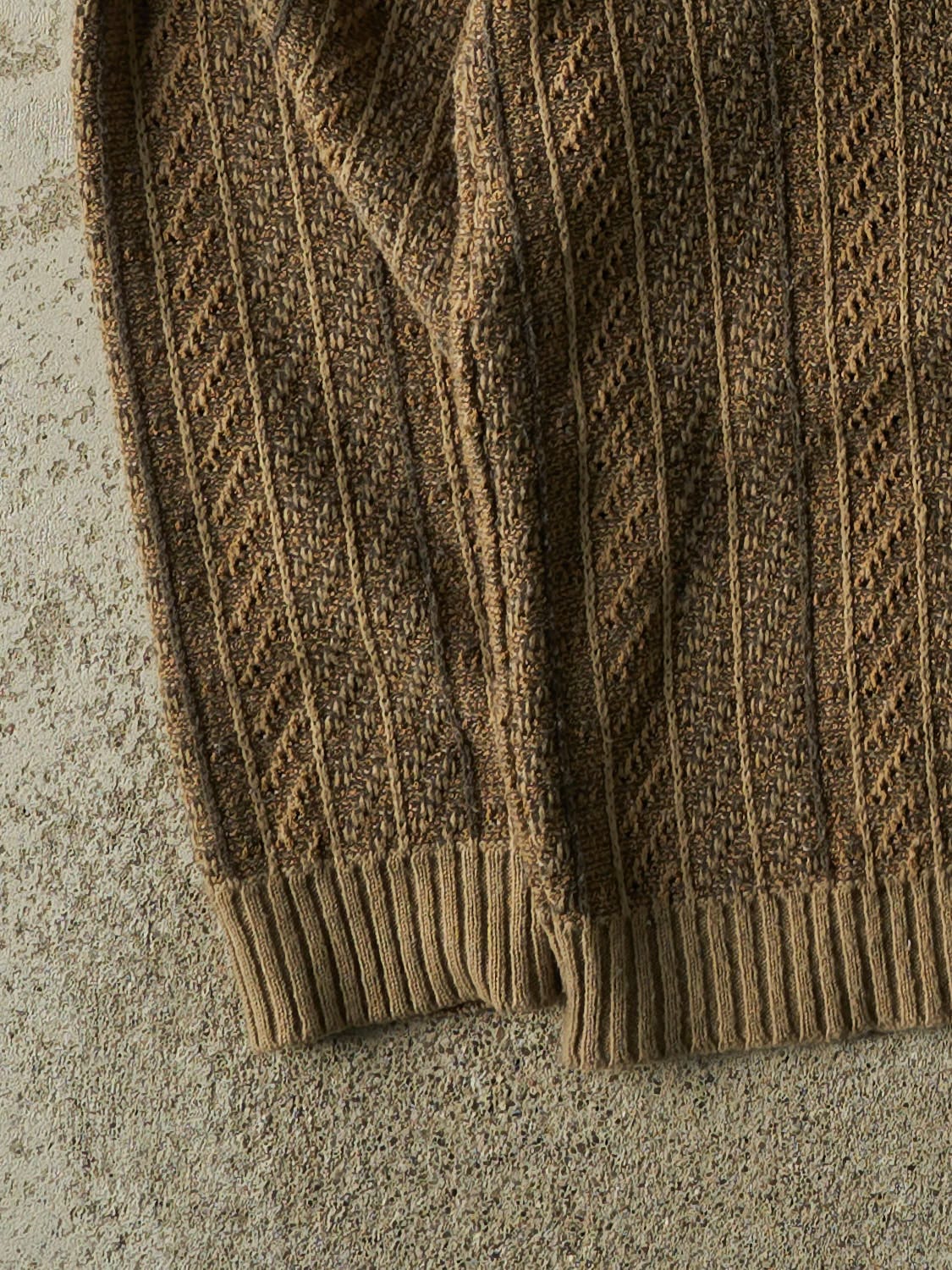 Vintage 90s Beige Patterned Knit Cardigan (XL)