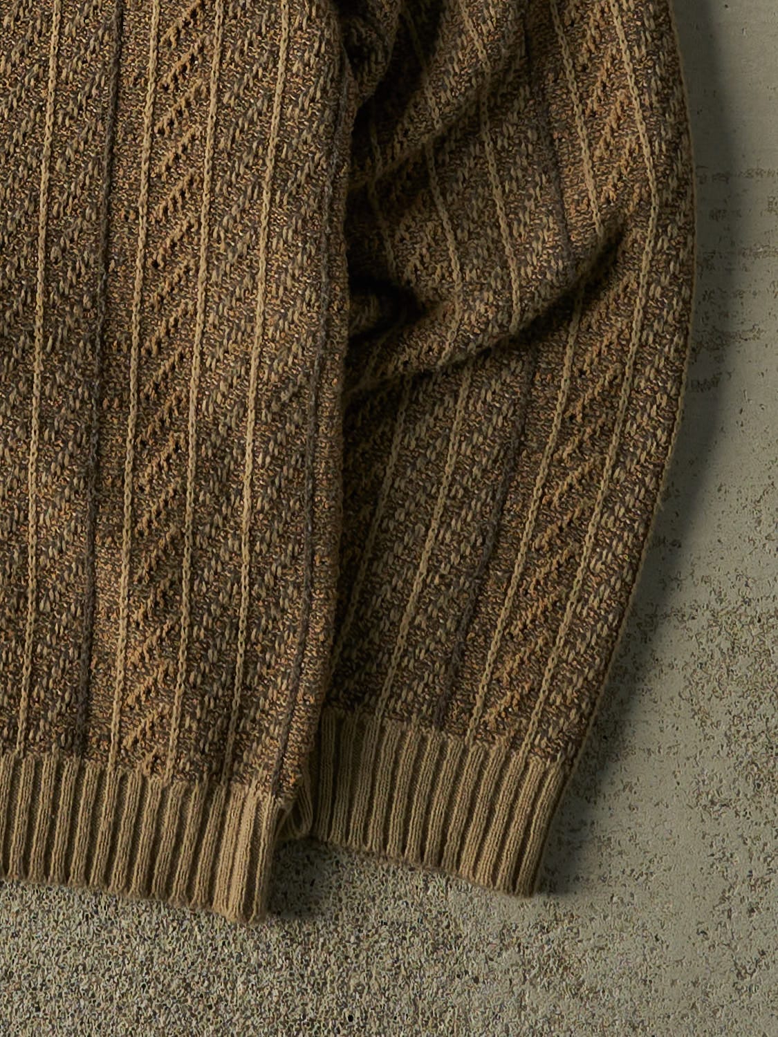 Vintage 90s Beige Patterned Knit Cardigan (XL)