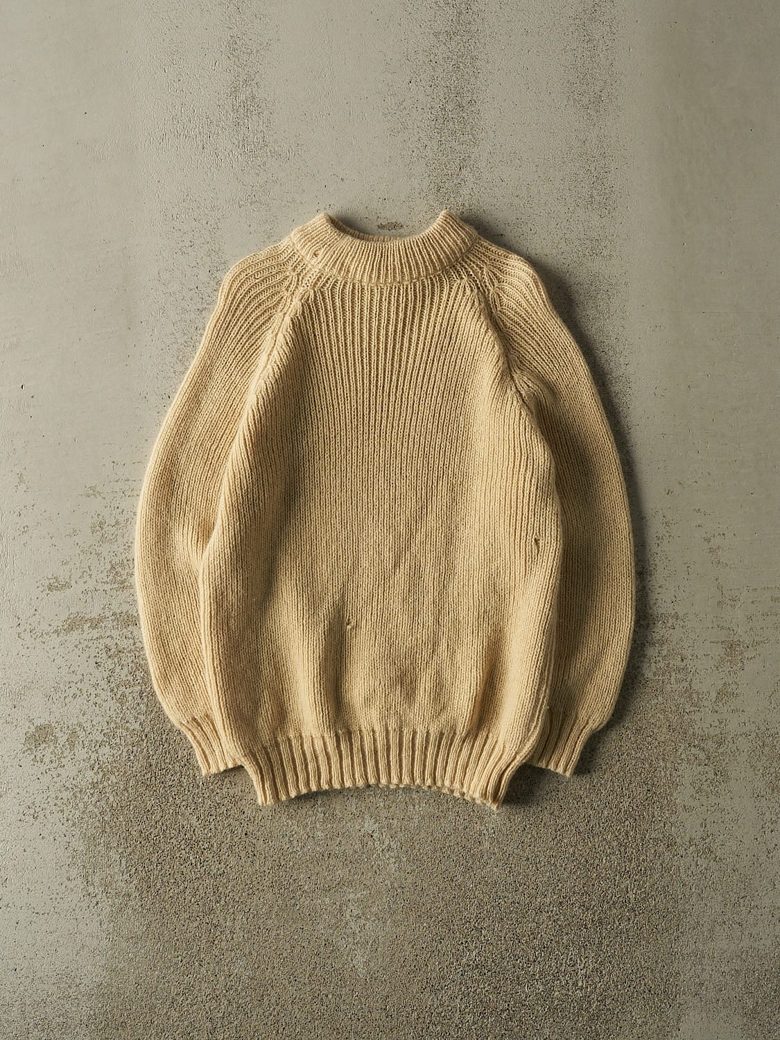 Vintage 80s Beige Mock Neck Knit (S/M)