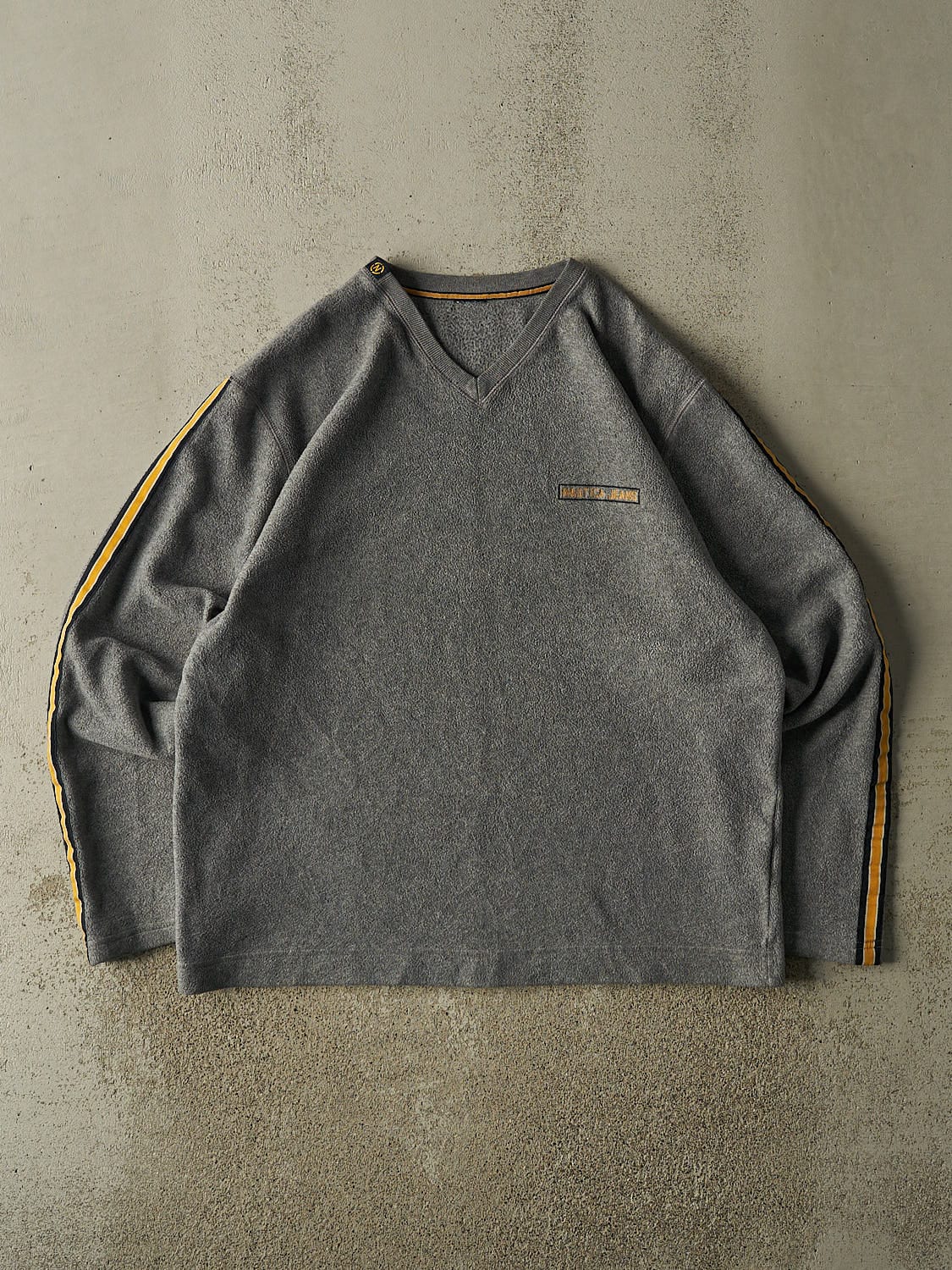 Vintage Y2K Grey Nautica Embroidered Fleece Longsleeve (XL/XXL)