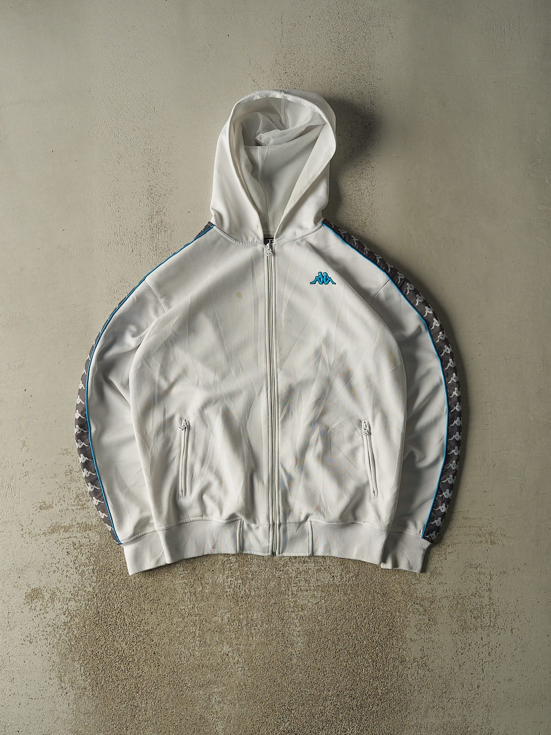 Vintage Y2K White Kappa Zip Up Hoodie (XL/XXL)