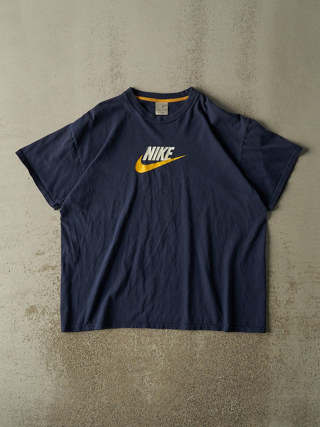 Vintage Y2K Navy Blue Nike Logo Tee (XXL)
