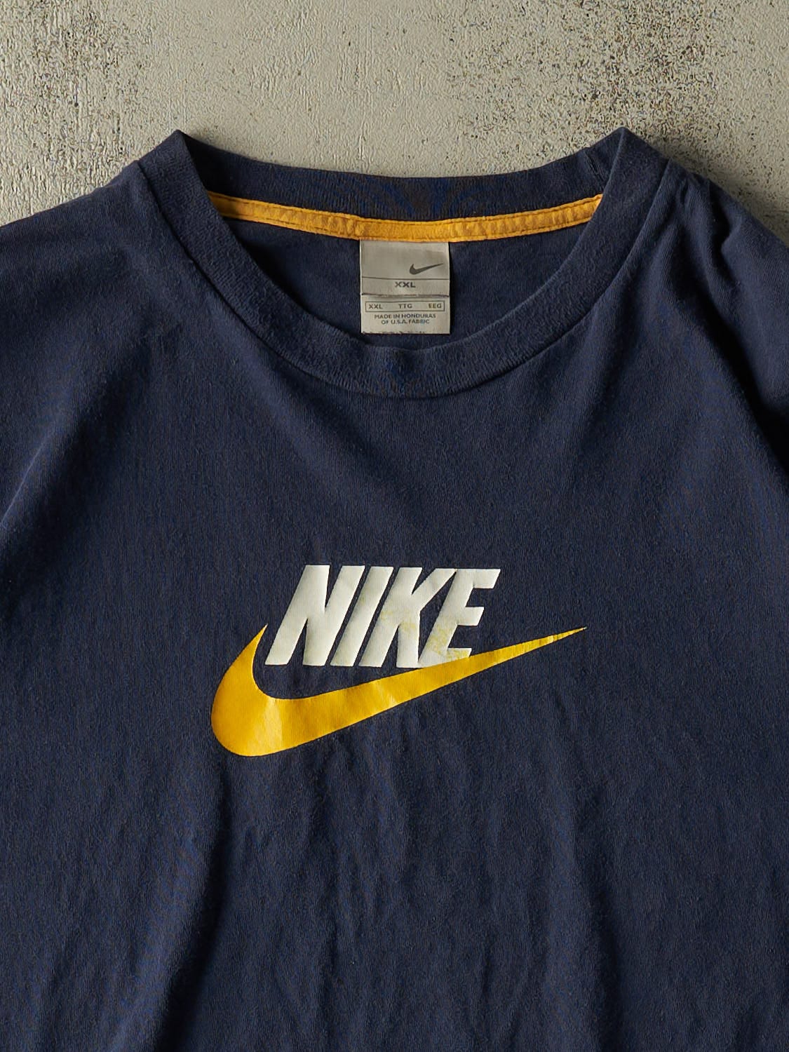 Vintage Y2K Navy Blue Nike Logo Tee (XXL)