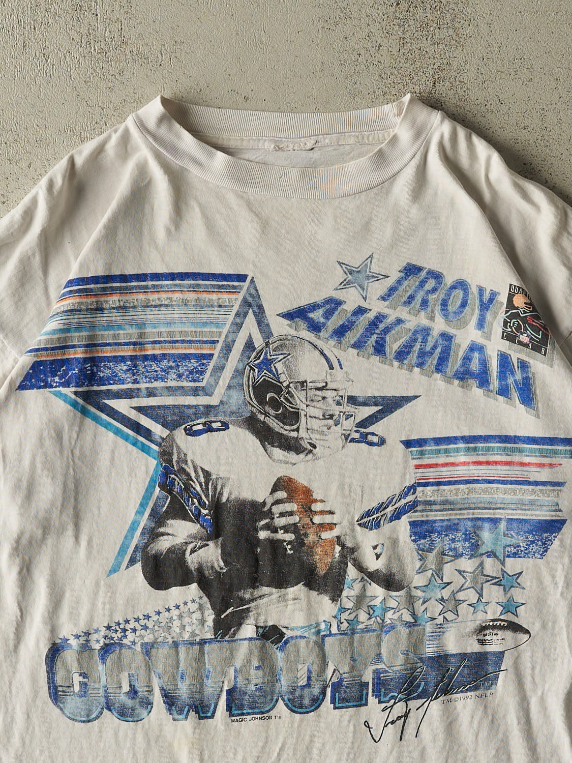 Vintage 92' White Dallas Cowboys Troy Aikman Tee (M/L)