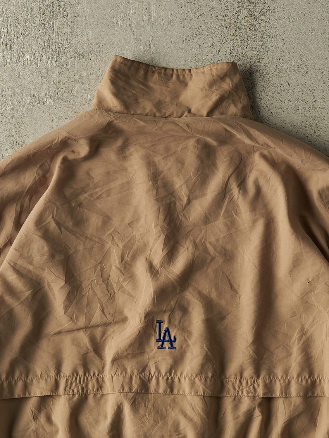 Vintage 90s Beige LA Dodgers Windbreaker Jacket (L/XL)
