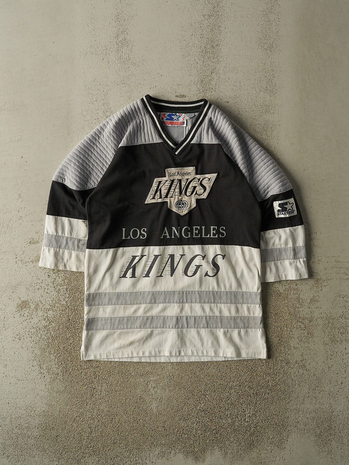 Vintage 90s Grey Los Angeles Kings Starter Hockey Jersey Style Shirt (M/L)