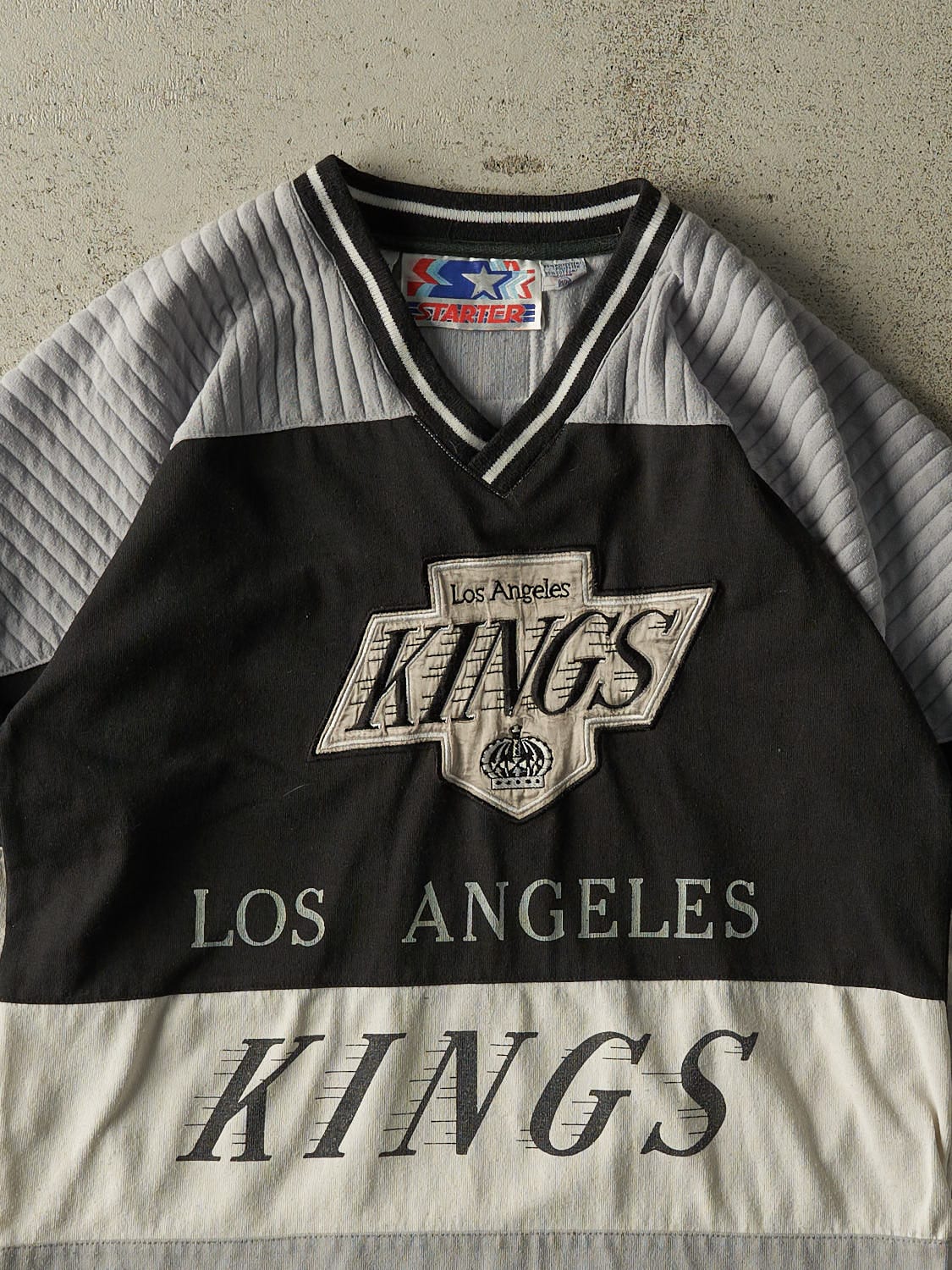 Vintage 90s Grey Los Angeles Kings Starter Hockey Jersey Style Shirt (M/L)