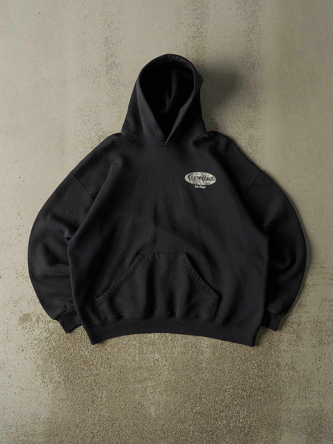 Vintage 90s Black San Diego South Coast Surf Boxy Hoodie (M/L)