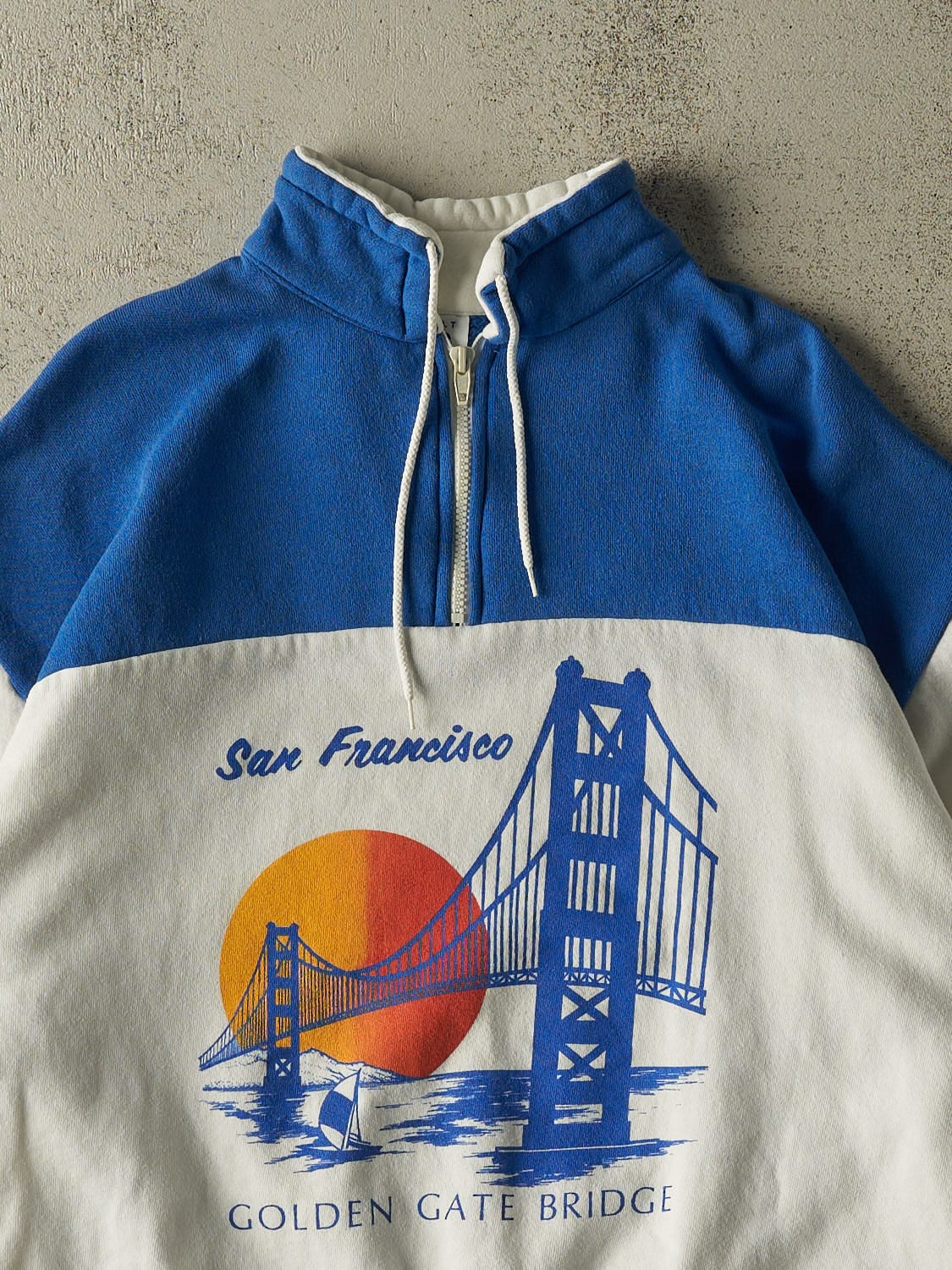 Vintage 80s White San Francisco Golden Gate Bridge Quarter Zip Sweater (M/L)