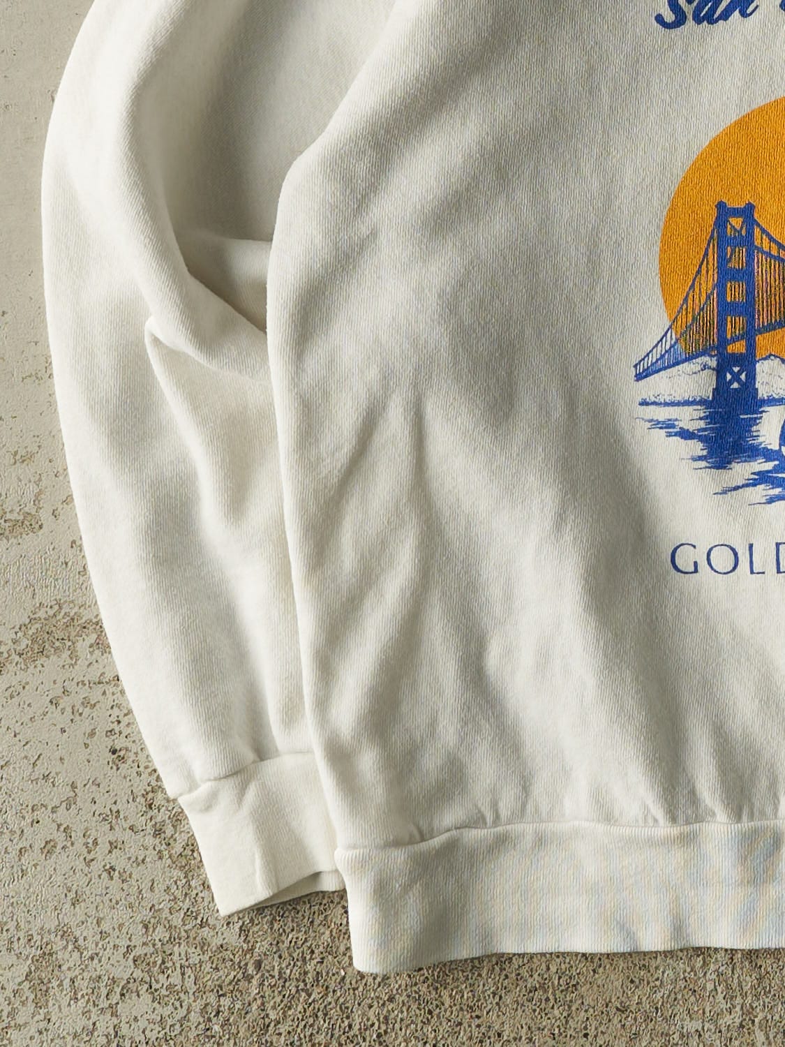 Vintage 80s White San Francisco Golden Gate Bridge Quarter Zip Sweater (M/L)