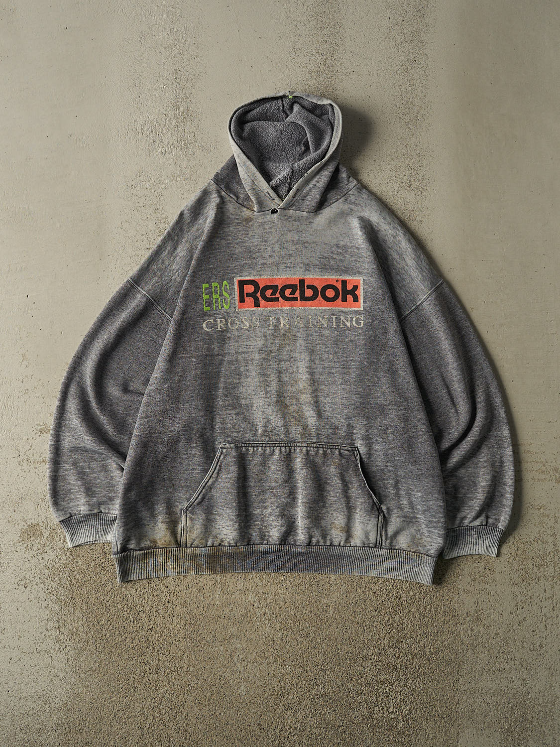 Vintage 80s Charcoal Grey Reebok Cross Training Hoodie (XL)