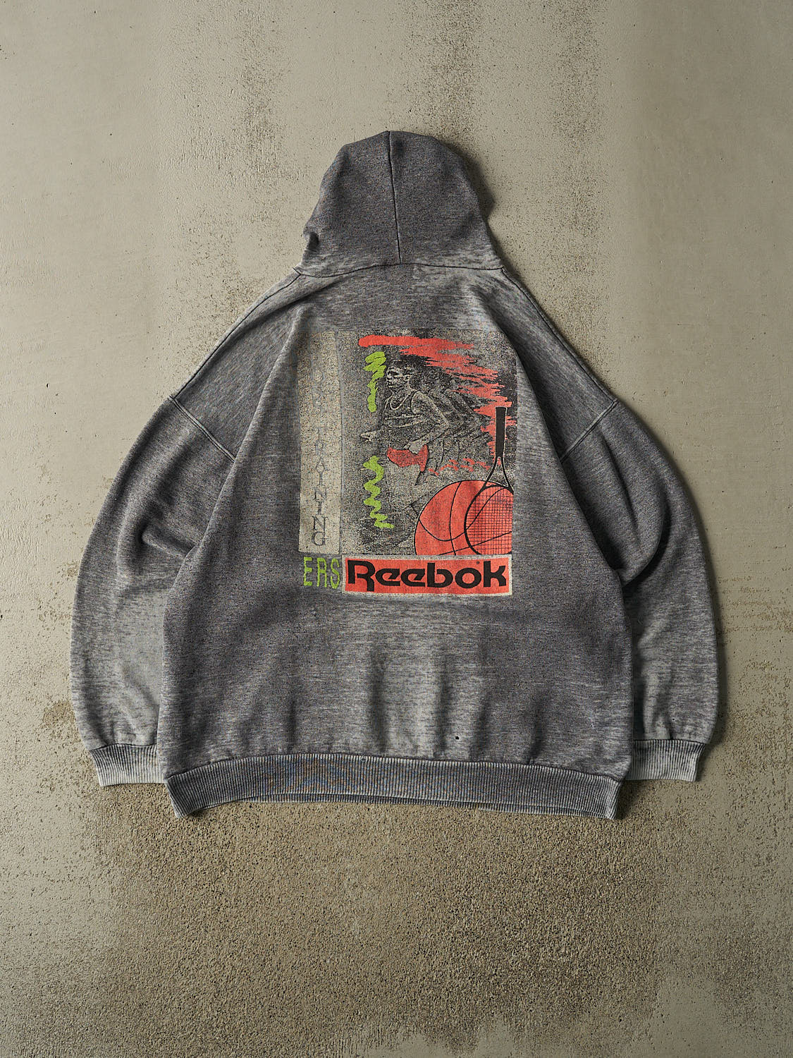 Vintage 80s Charcoal Grey Reebok Cross Training Hoodie (XL)
