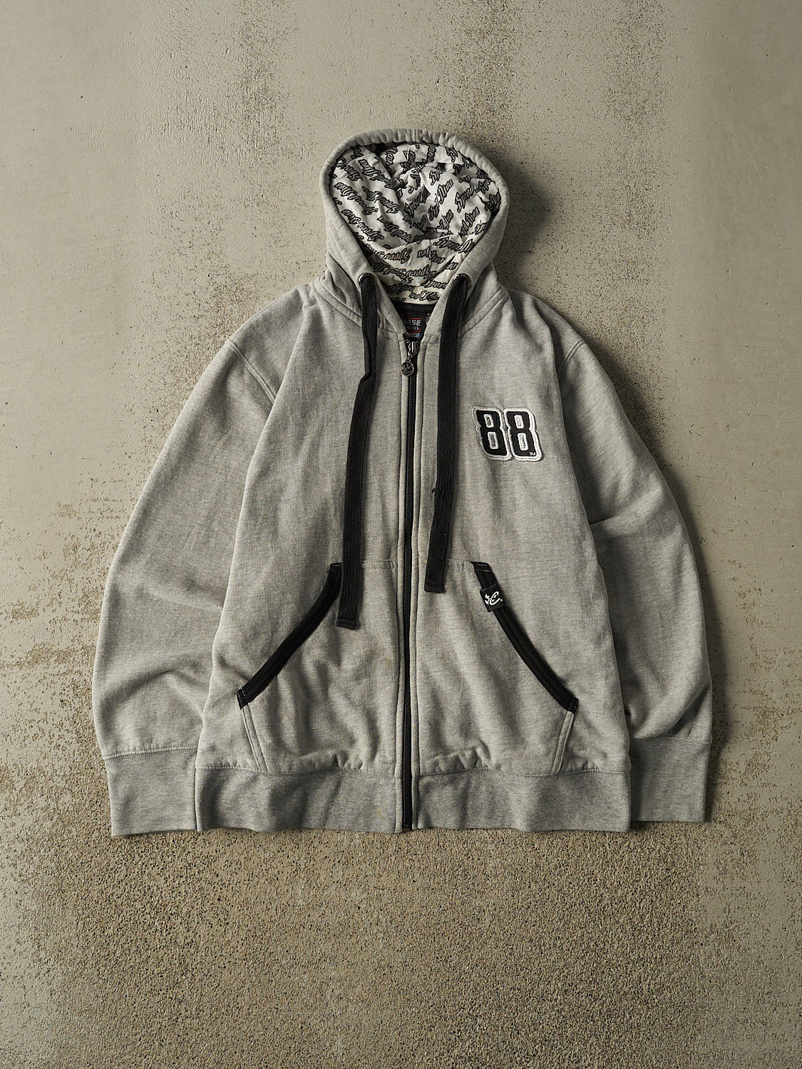 Vintage Y2K Grey Dale Earnhardt Jr Embroidered Zip Up Hoodie (XS)