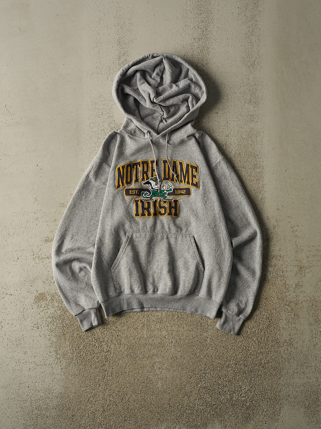 Vintage Y2K Grey University of Notre Dame Fighting Irish Hoodie (XS/S)