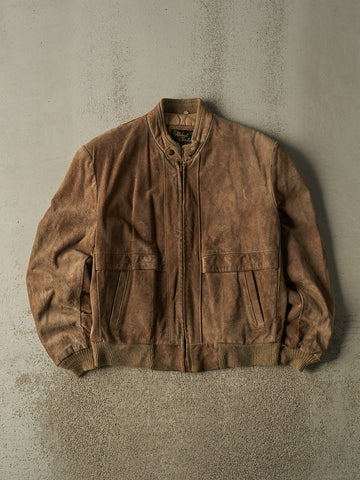 Vintage 80s Brown Michael Charles Suede Bomber Jacket (L/XL)