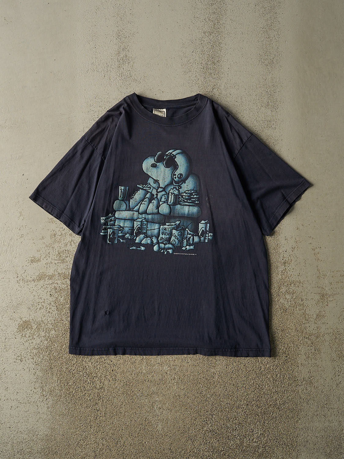 Vintage 90s Navy Blue Snoopy Football Tee (XL)