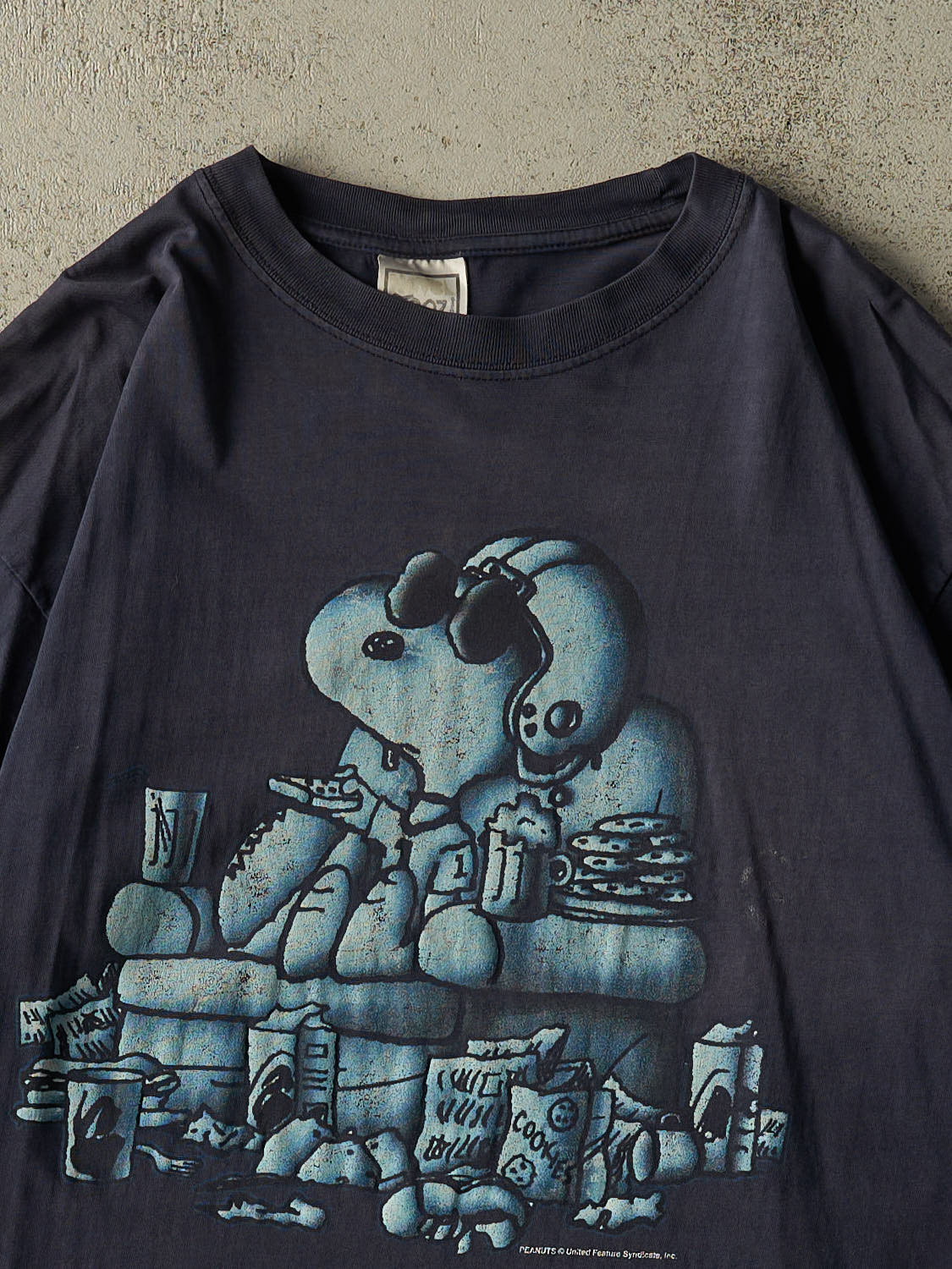 Vintage 90s Navy Blue Snoopy Football Tee (XL)