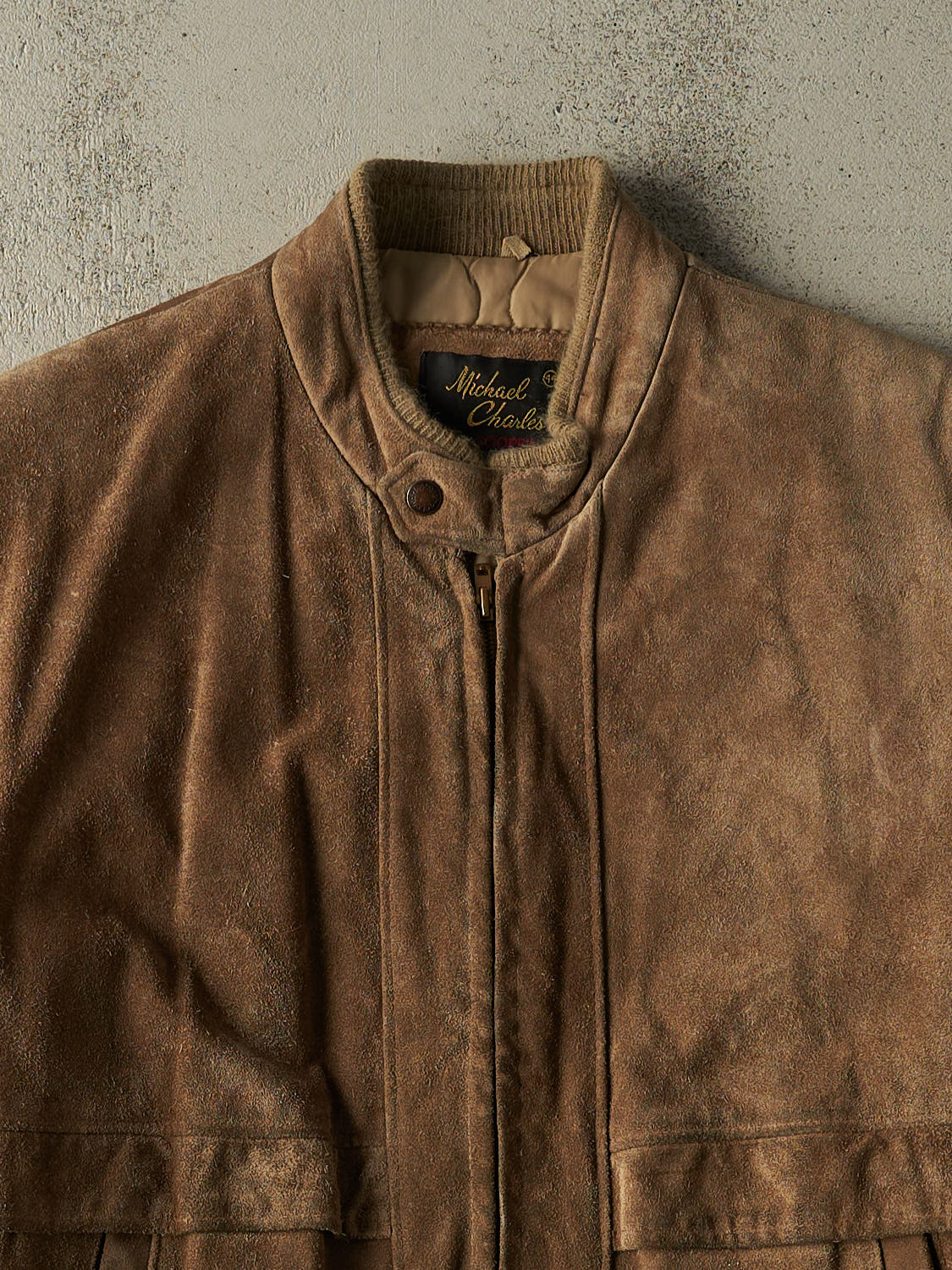 Vintage 80s Brown Michael Charles Suede Bomber Jacket (L/XL)