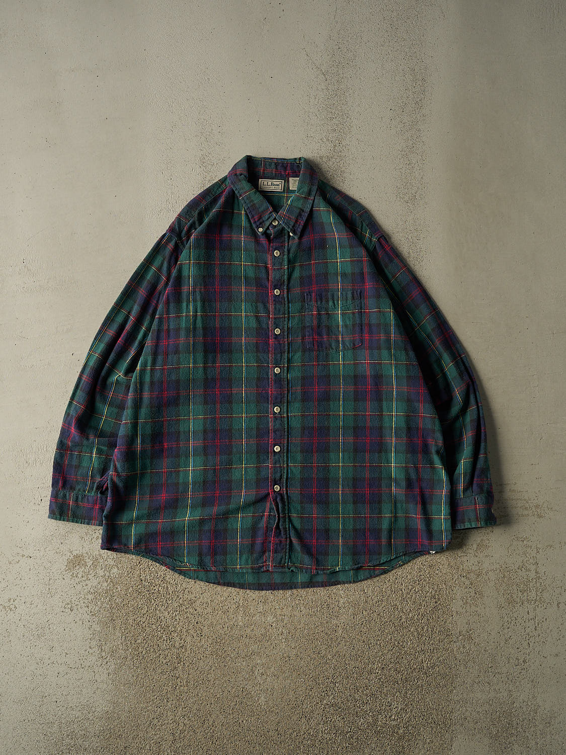 Vintage 90s Green LL Bean Flannel Button Up Long Sleeve (XXXL)