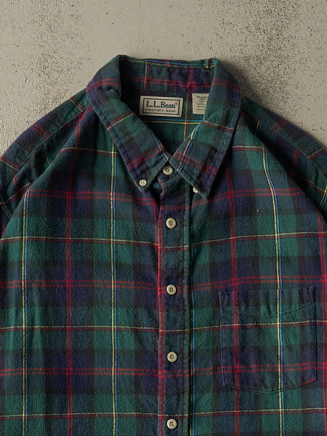 Vintage 90s Green LL Bean Flannel Button Up Long Sleeve (XXXL)