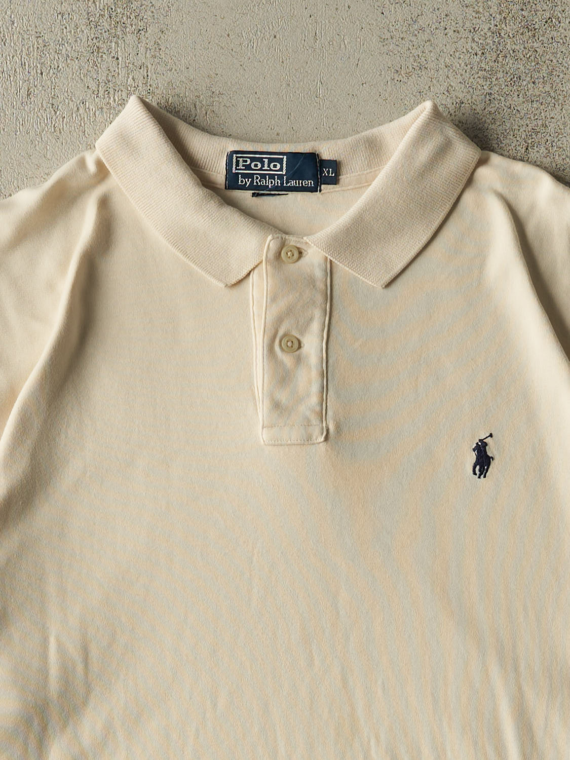 Vintage 90s Beige Polo Quarter Button Tee (XL/XXL)