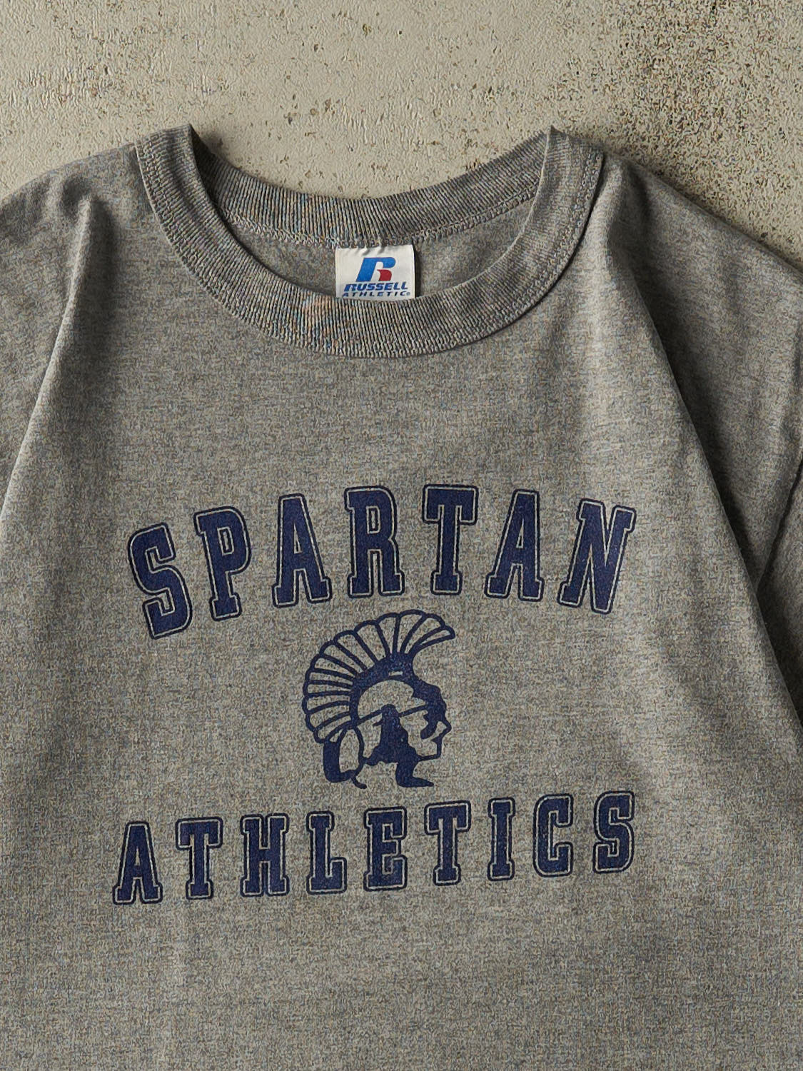 Vintage Y2K Grey Russell Athletic Spartan Athletics Tee (S)
