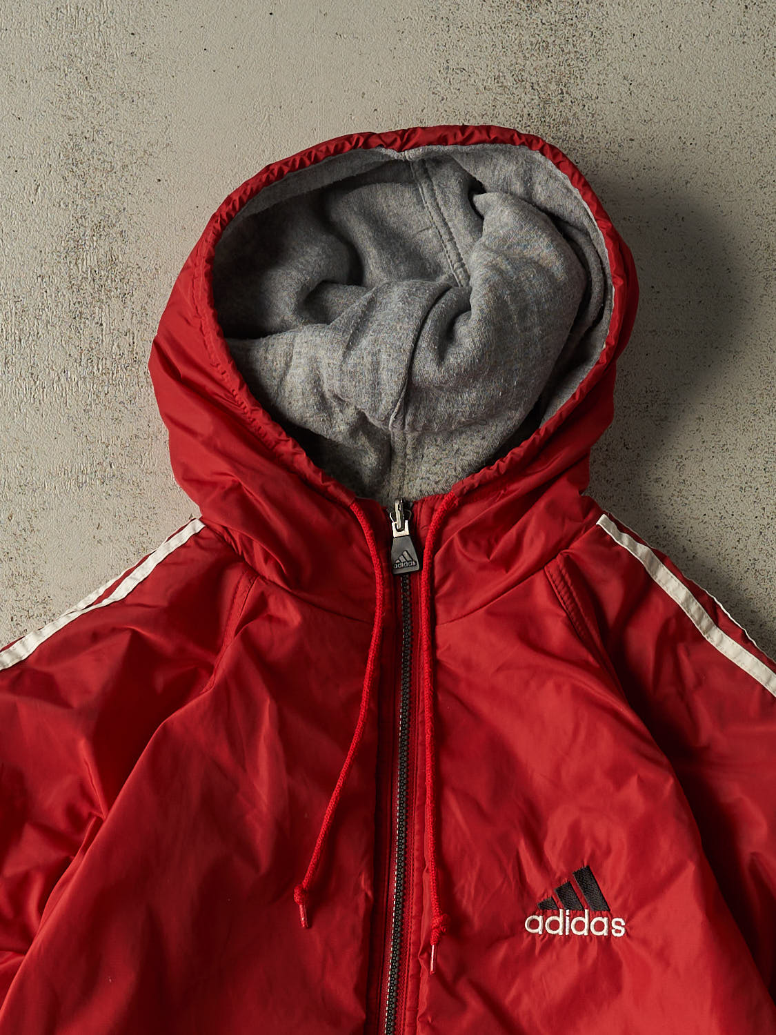 Vintage 90s Red Adidas Reversible Hooded Jacket (M)