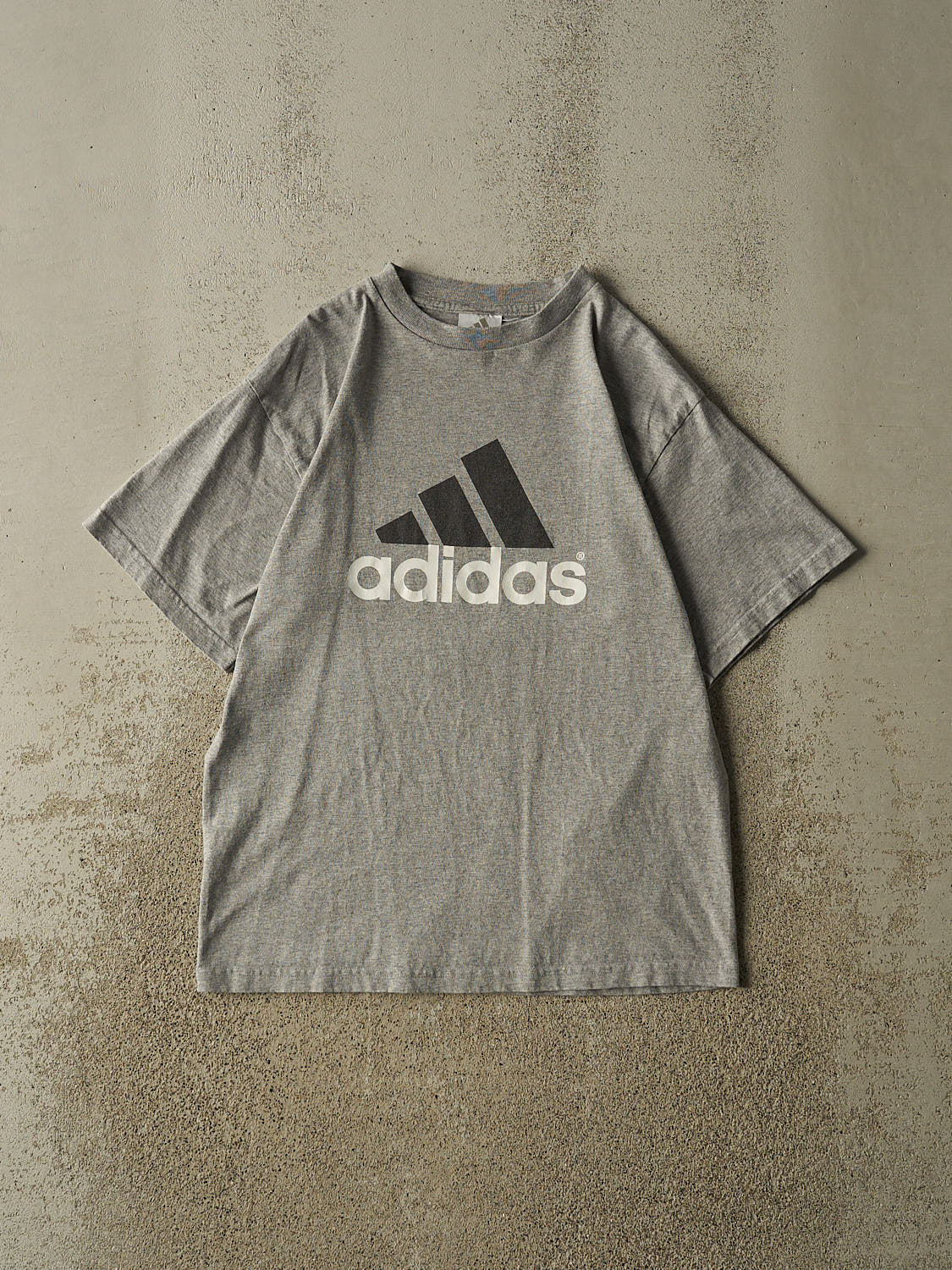 Vintage 90s Grey Adidas Logo Tee (S/M)
