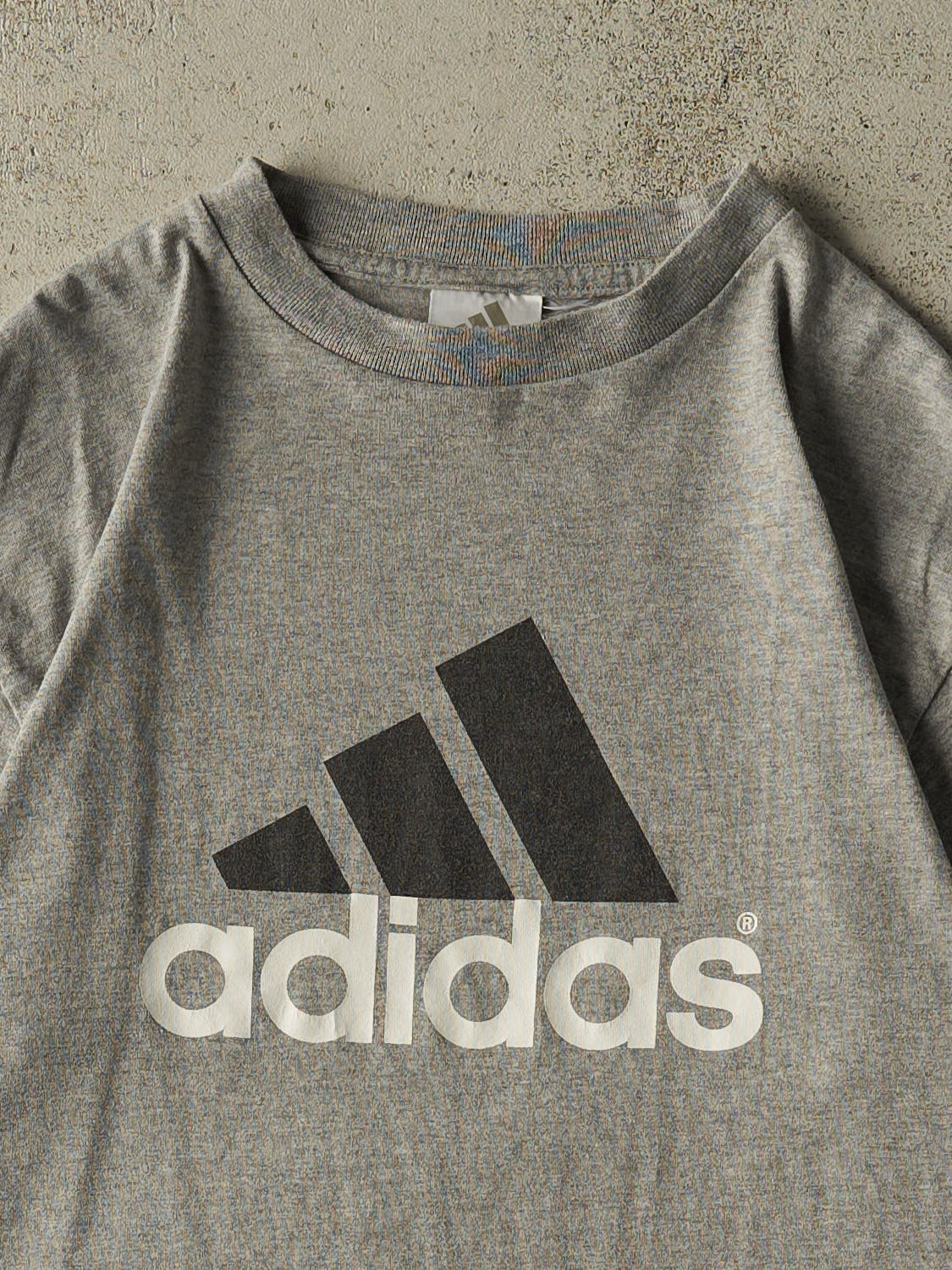 Vintage 90s Grey Adidas Logo Tee (S/M)