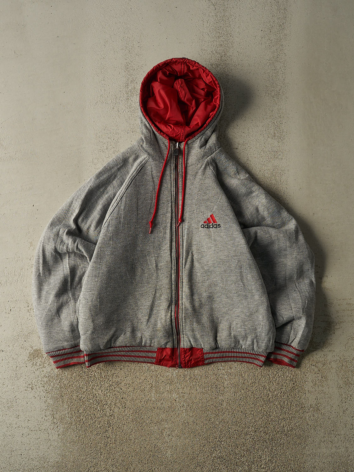 Vintage 90s Red Adidas Reversible Hooded Jacket (M)