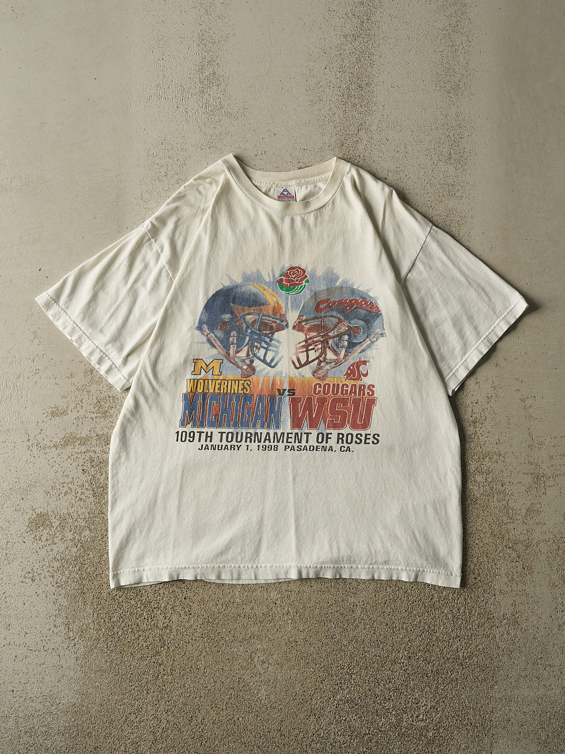 Vintage 98' White University of Michigan vs WSU Rosebowl Tee (XL)