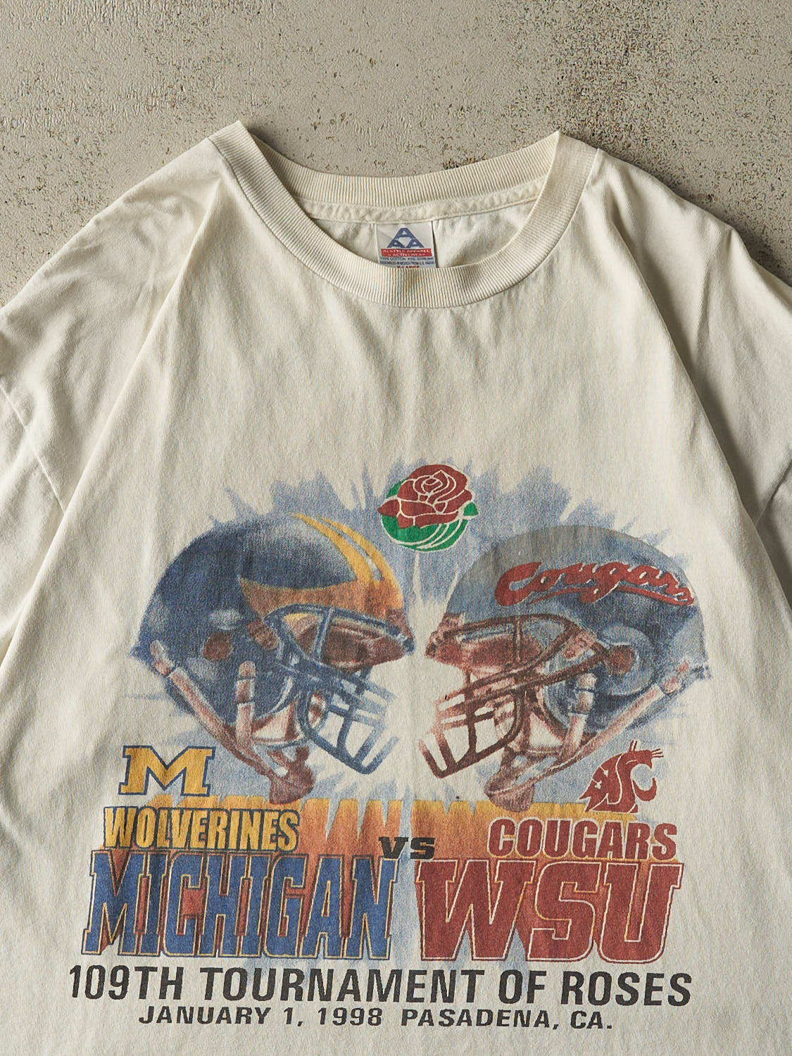 Vintage 98' White University of Michigan vs WSU Rosebowl Tee (XL)