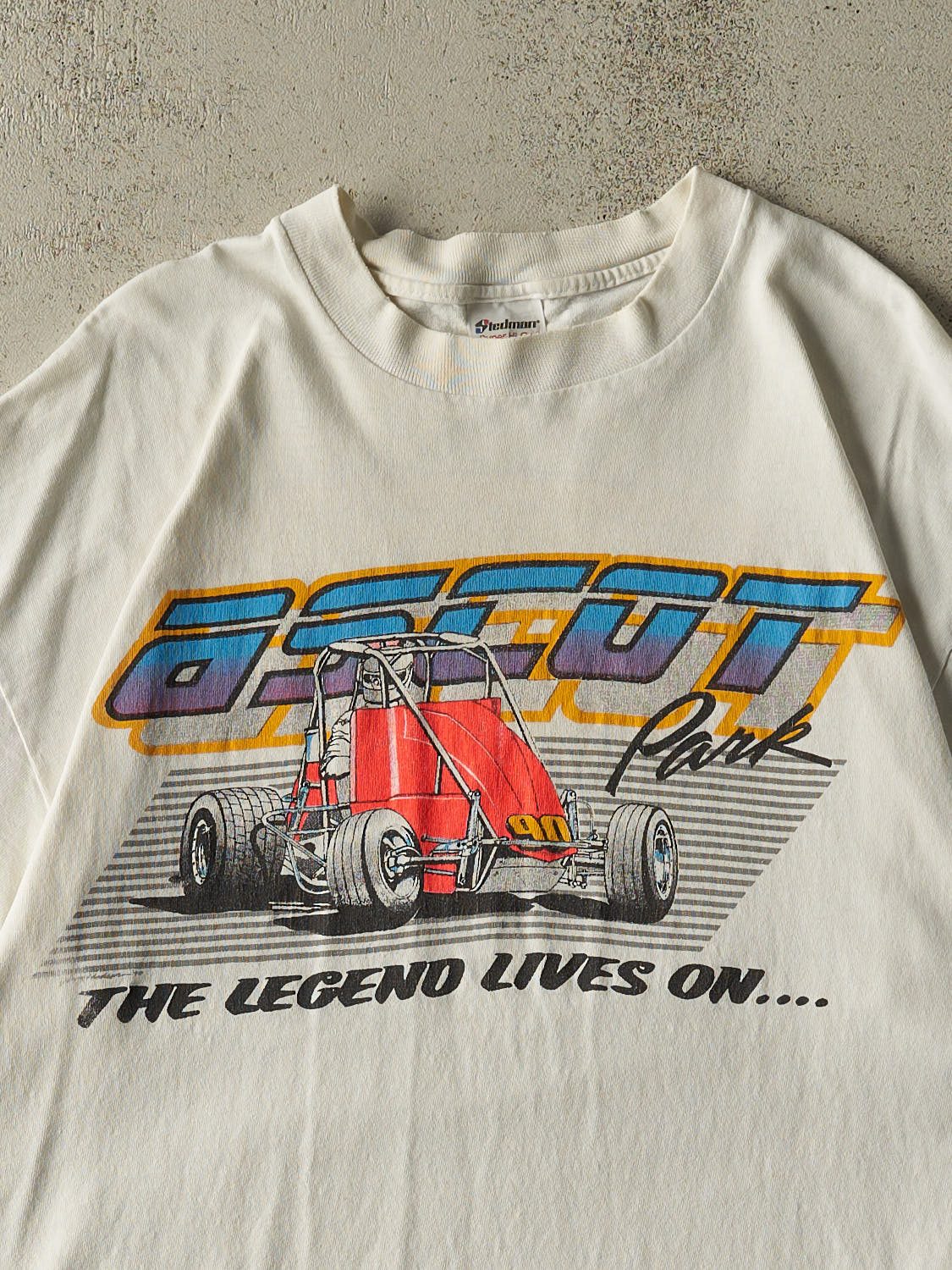 Vintage 90s White Ascot Park Racing Single Stitch Tee (L/XL)